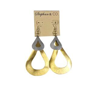 Stephan & Co Women's Trendy Gold & Silver Hook Earrings NWT